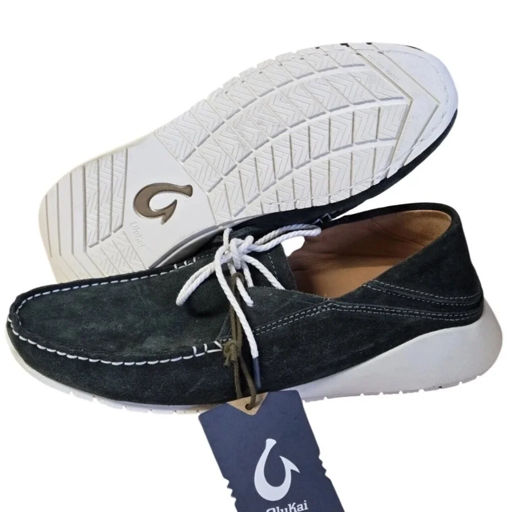 OluKai Men's Dark‎ Green Suede Slip On Loafer Shoes Size 12
